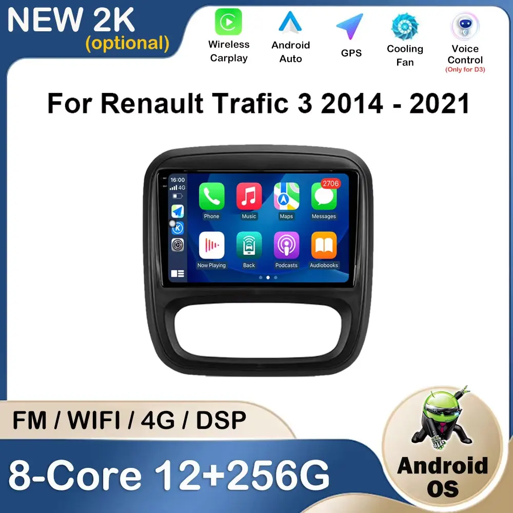 

For Renault Trafic 3 2014 - 2021 Android System Car Radio Multimedia Video Player GPS Navigation Bluetooth WIFI HD Screen DSP 4G