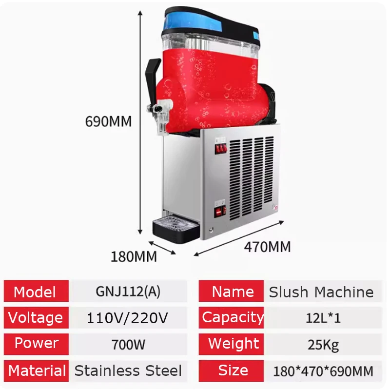 Slush Machine Commercial  Stainless Steel 24L Double-Cylinder Smoothie Juice Snow Melting Maker