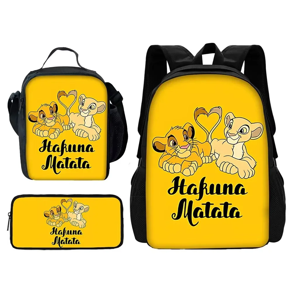 

Cartoon The Lion King Unisex Backpack with Lunch Bags,Child Pencil Bags,School Bags for Boys Girls Best Gift