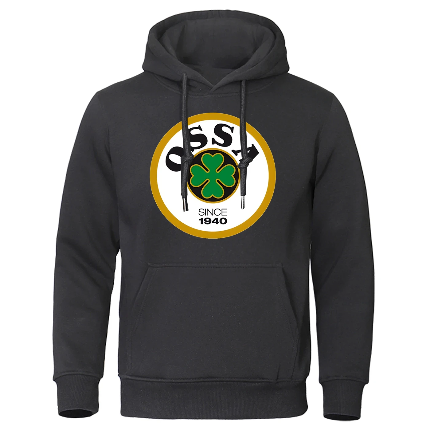 2025 Spring And Autumn Men's Solid Color Daily Commute Coat OSSA Logo Classic Retro Motorcycle Logo Print Hoodies