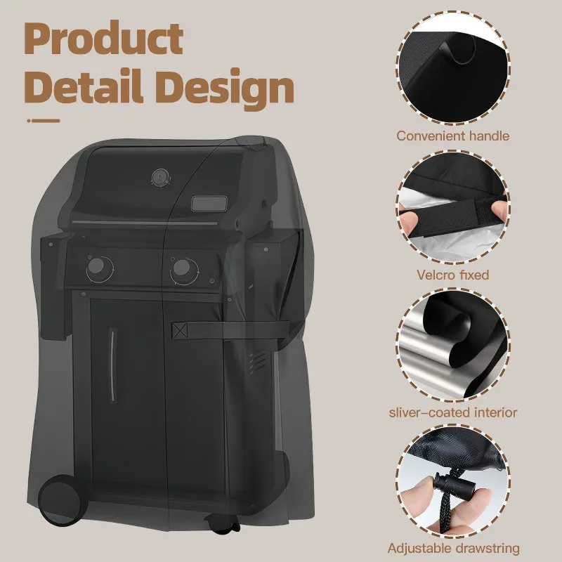 Thickened Oxford Cloth BBQ Grill Cover Waterproof Sunproof Dustproof Outdoor Barbecue Rack Protective Cover Customizable