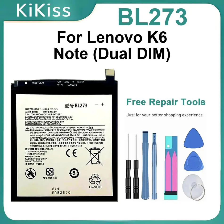 

Аккумуляторы BL273 для Lenovo K6 Note Dual DIM, 4000 мАч, мощный аккумулятор для мобильного телефона