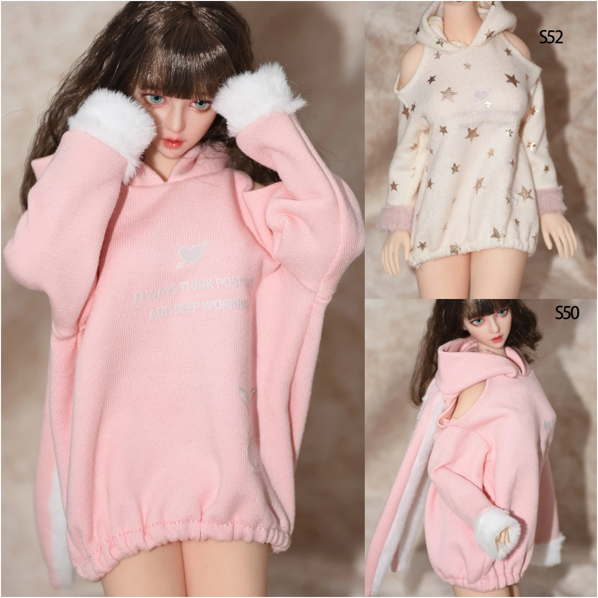 

1/6 Scale female dolls clothes pink hooded fit 12'' action figure body model