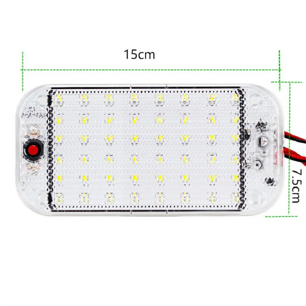 Car Interior Reading Lamp 48 LED 12V-24V Panel Light High Brightness Cabin Lights For Van Truck RV Boat Camper Lights Strip