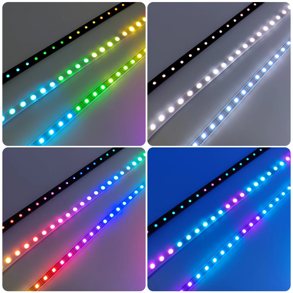 1-5m WS2812B LED Strip Individually Addressable Black White Transparent Silicon Tube IP67 Waterproof 10mm SMD 5050 WS2811 Strip