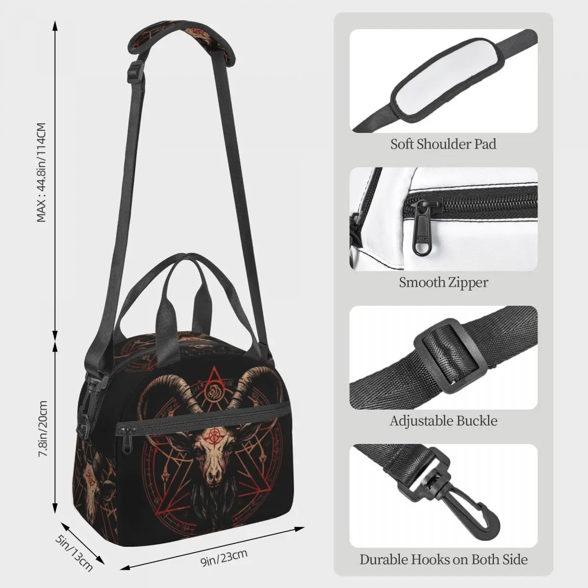 Occult Satanic Baphomet Goat In Pentagram Lunch Bags Bento BoxLunch Tote Picnic Bags Cooler Thermal Bag for Woman Work