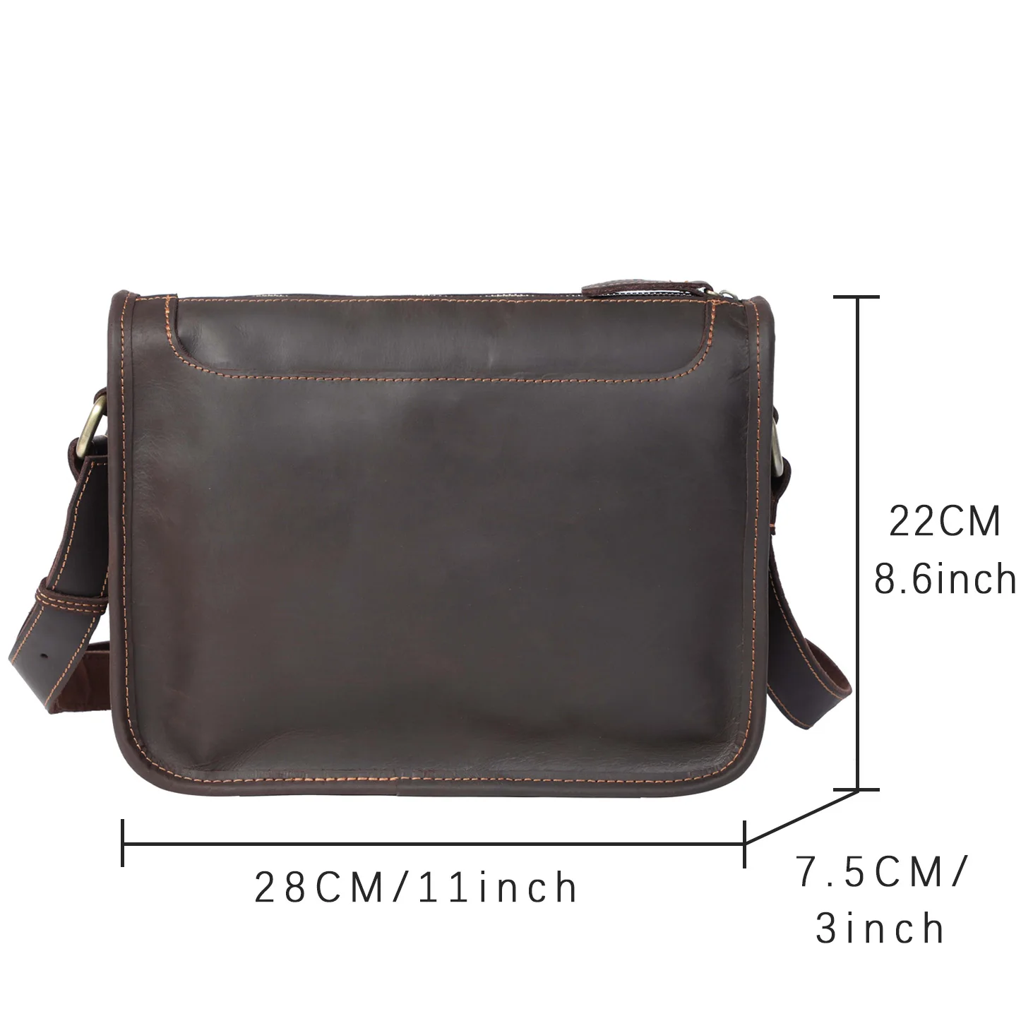 S.WORKER Vintage Echtleder Herren 11" Messenger Bag Umhängetasche Crazy Horse Rindsleder Schultertasche Top-Layer Mode – Detail 2