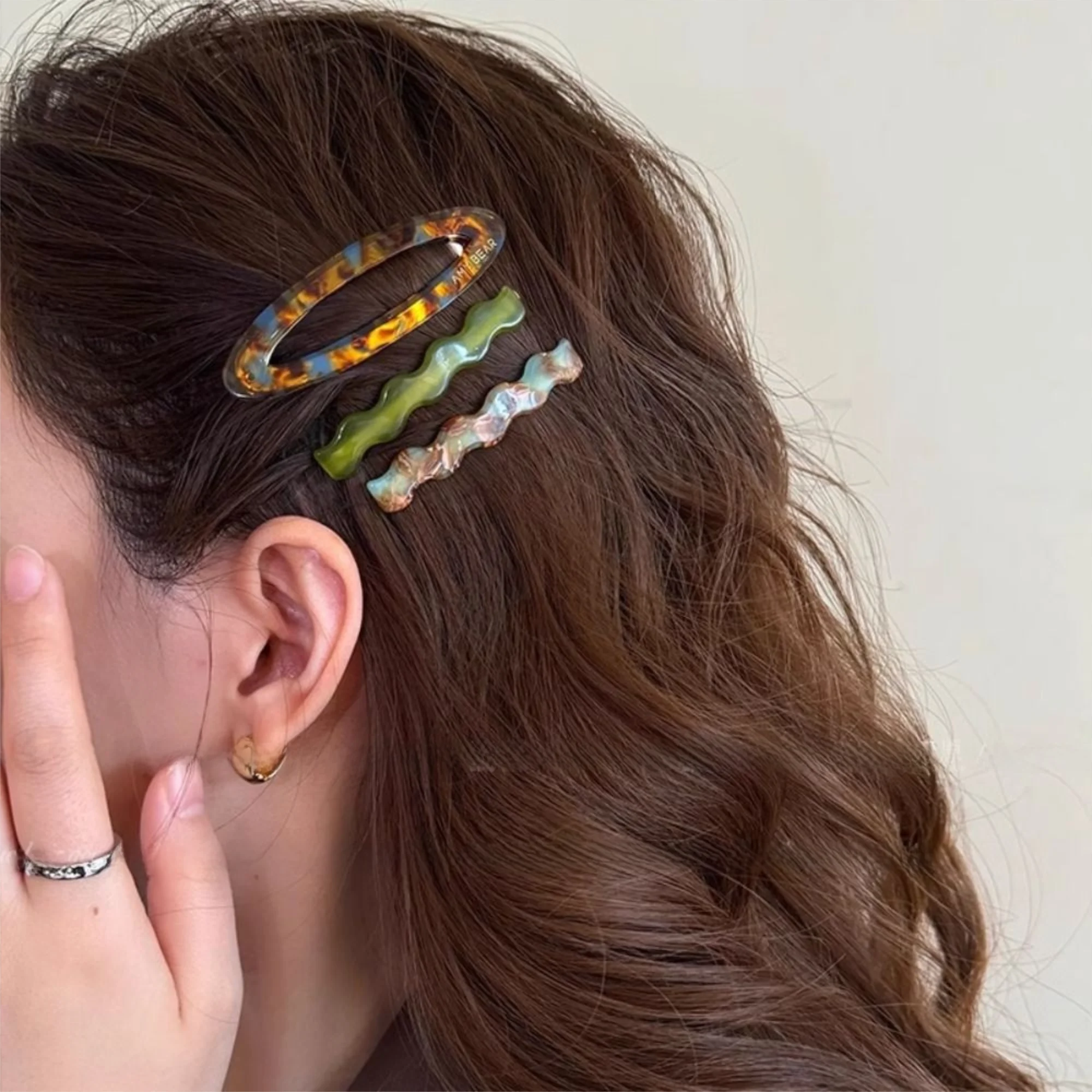 

Creative Alloy Acetate Hairpin Set Duckbill Clip Barrettes Cute Hair Clip Geometry Headwear Bangs Clip Girls