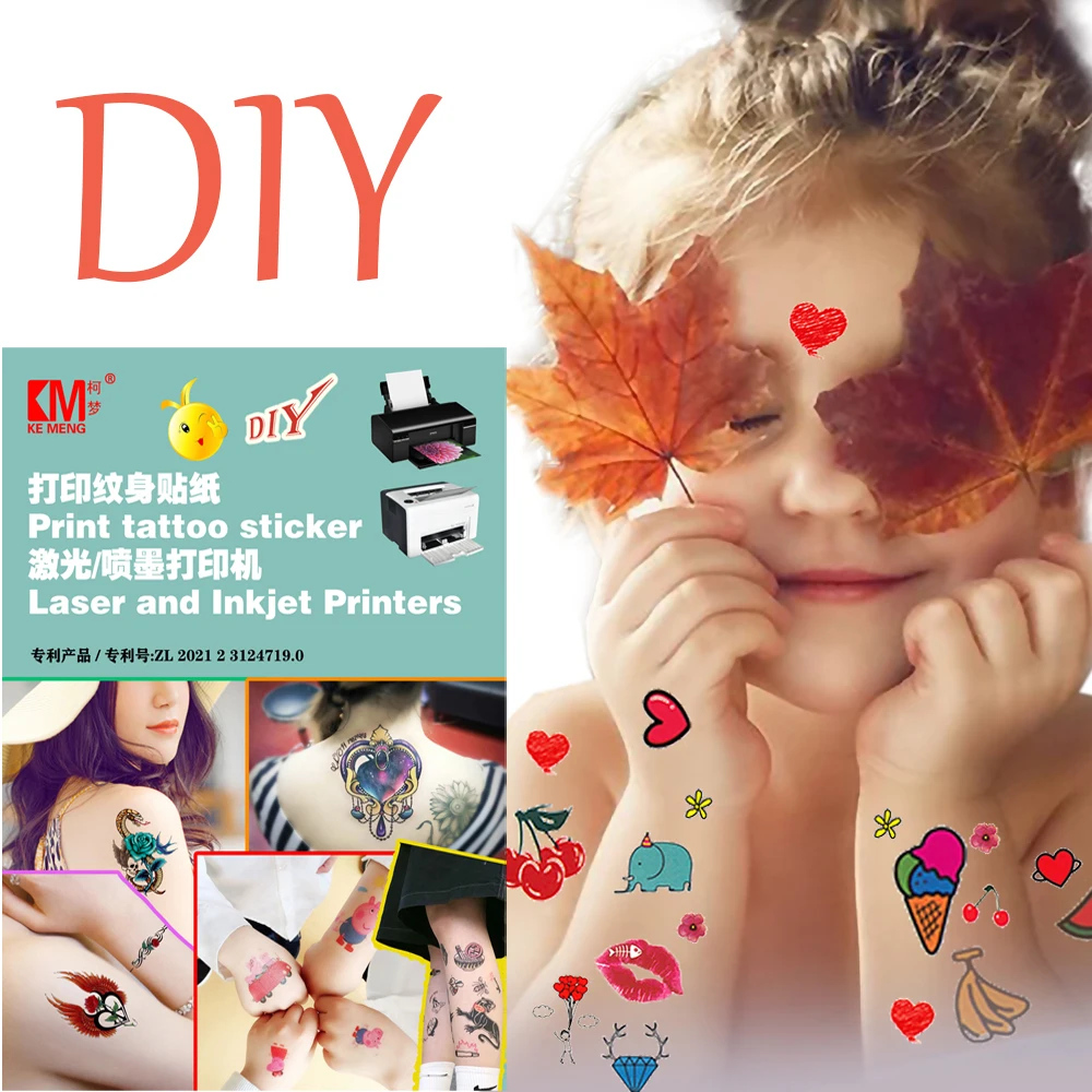 A4 Size Tattoo Sticker Transfer Paper Printable Transparent Temporary Tattoos Printing Paper For Laser&Inkjet Printer