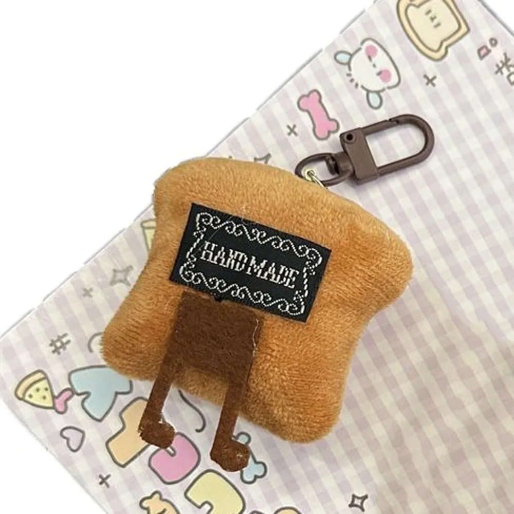 Toast Bread Plush Bread Keychain Soft Decoration Keychain Bread Keyring Bear Cartoon Cute Key Chain Car Key Chain