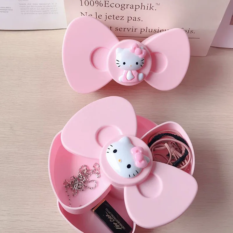 

Hello Kitty Storage Box Cute Anime Girl Bow Multi Functional Kt Women Hairpin Headrope Sorting Storage Decoration Gift Wholesale