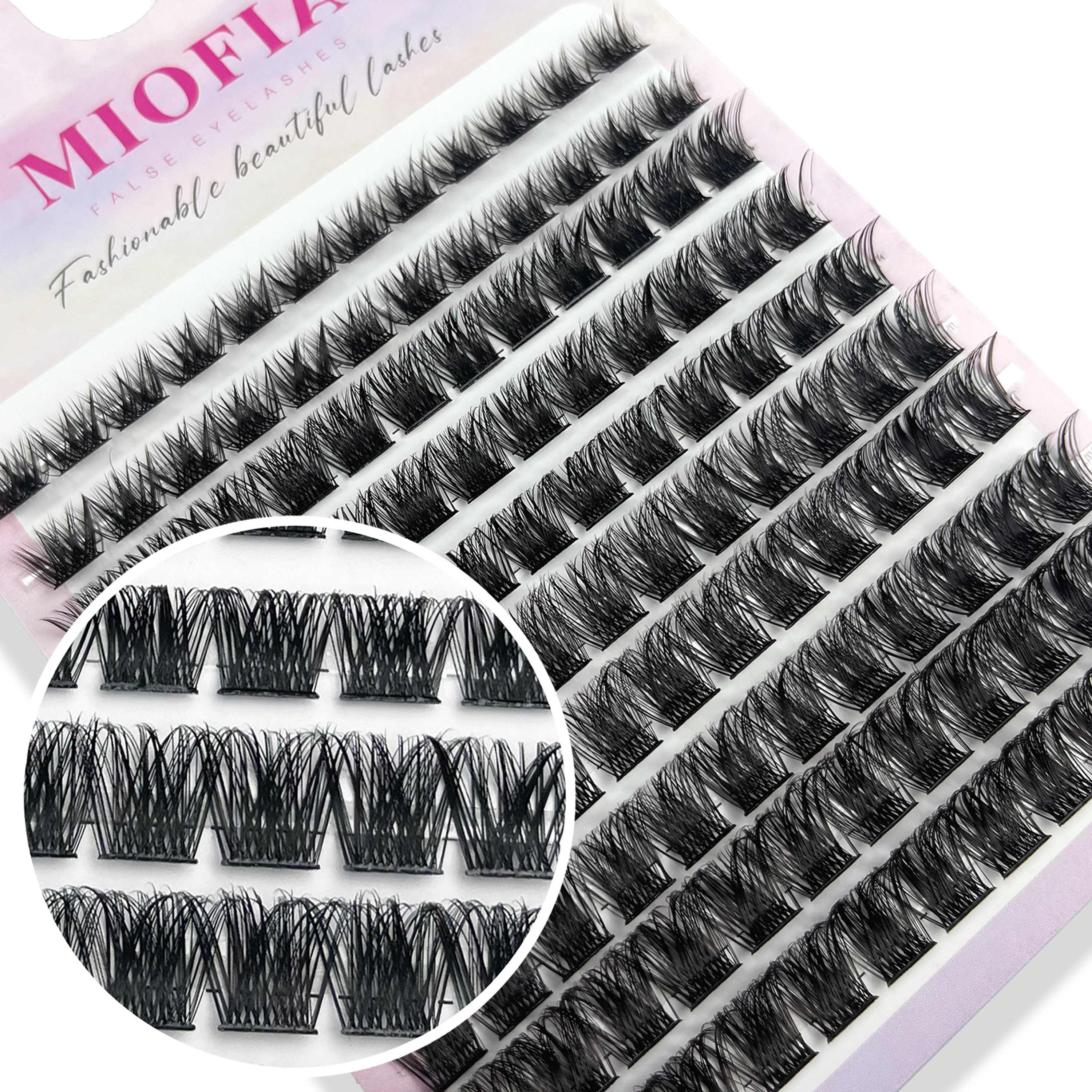 10 file Ciglia individuali Cluster D Curl 8-14mm Lunghezza mista Ciglia segmentate sottili naturali Strumento per trucco estensione ciglia fai da te