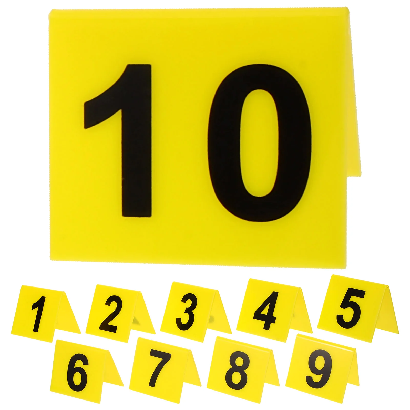 

10 Pcs Buisness Cards Signage Reusable Number Marker Table Numbers Game Supply Tape Multi-function Evidence Yellow Banquet