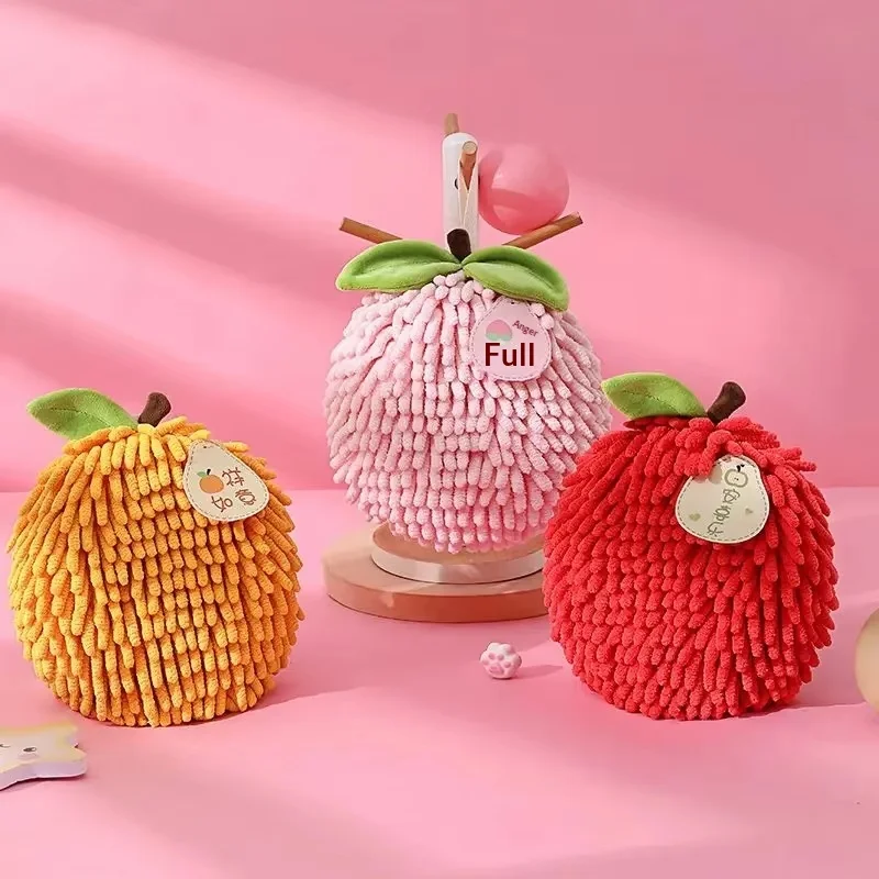 Chenille Hand Towels Wipe Hand Towel Ball with Hanging Loops for Kitchen Bathroom Quick Dry Soft Absorbent Microfiber Handball