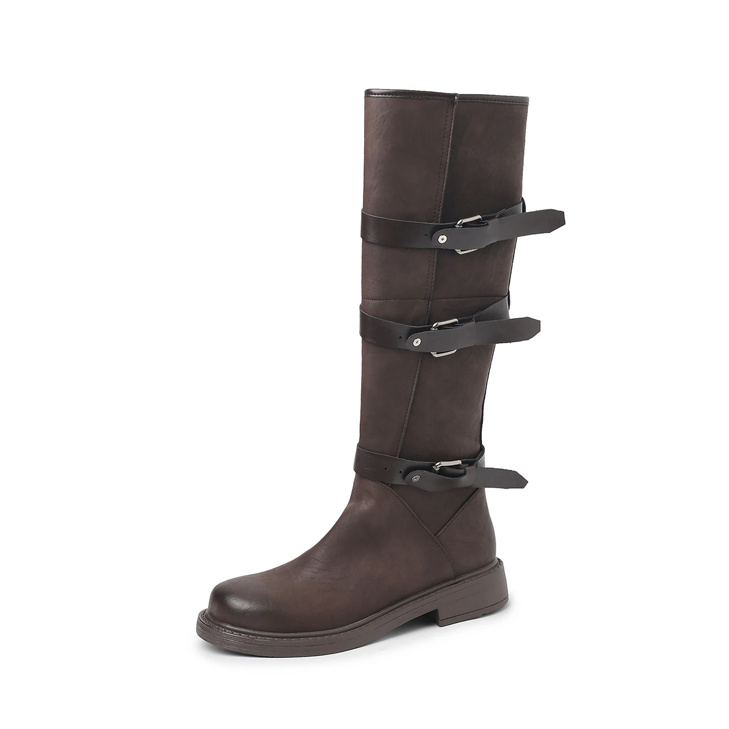 Arden Furtado Woman Boots Knee High Platform Genuine Leather Trend Punk Gothic New Rock Brown Women's Shoes Motorcycle Footwear