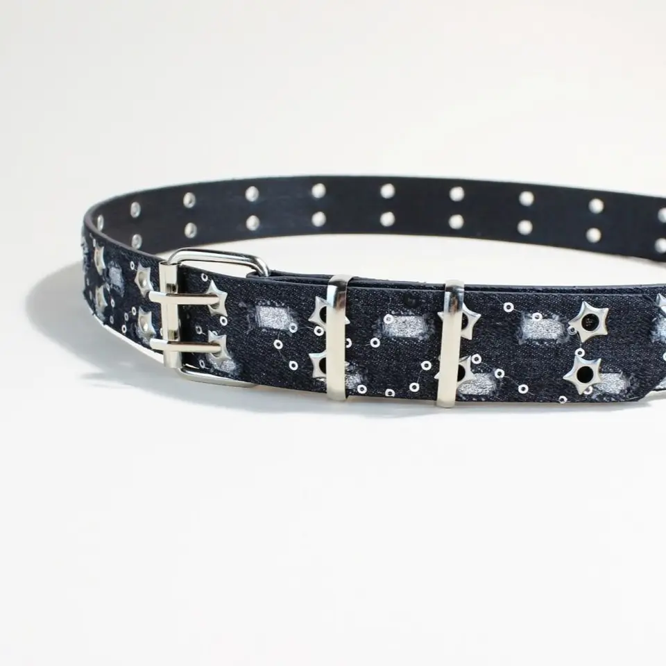 Vintage Y2K Leather Wide Punk Style Belt for Women