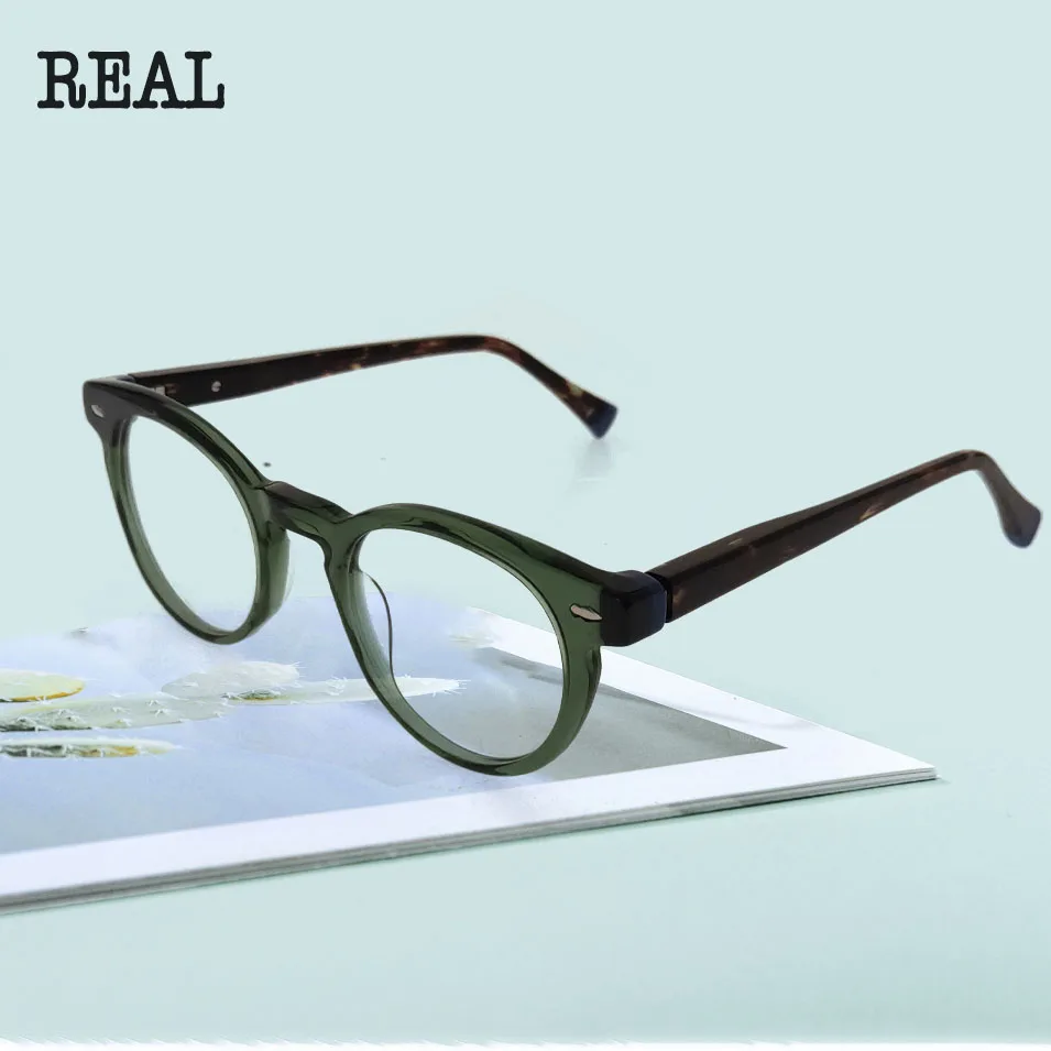 

REAL Popular Fashion Small Round Handmade Acetate Optical Frame Men Women Prescription Eyeglasses