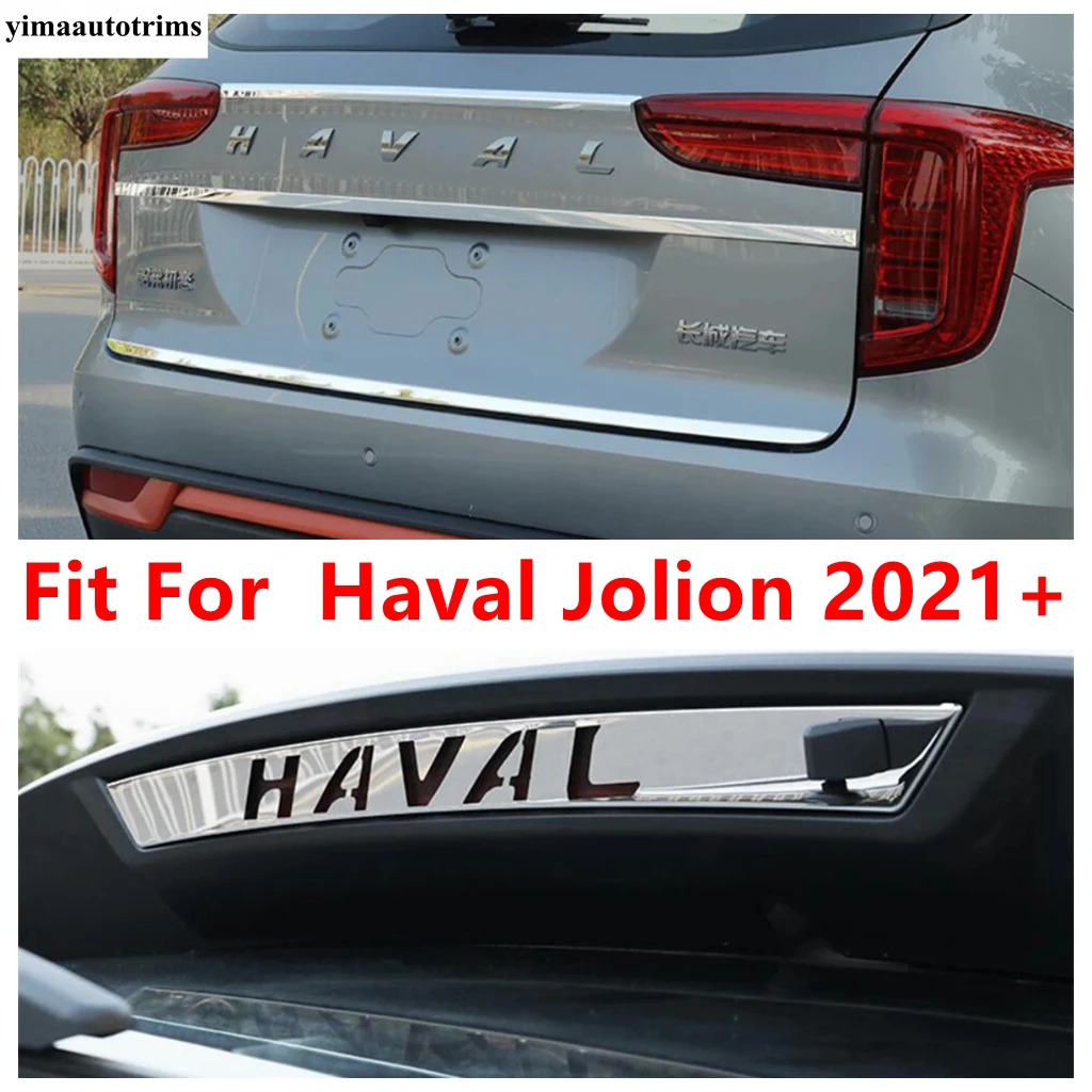 

Rear Trunk Tail Door Strip / High Position Brake Light Lamp Strip Cover Trim Stainless Accessories For Haval Jolion 2021 - 2024