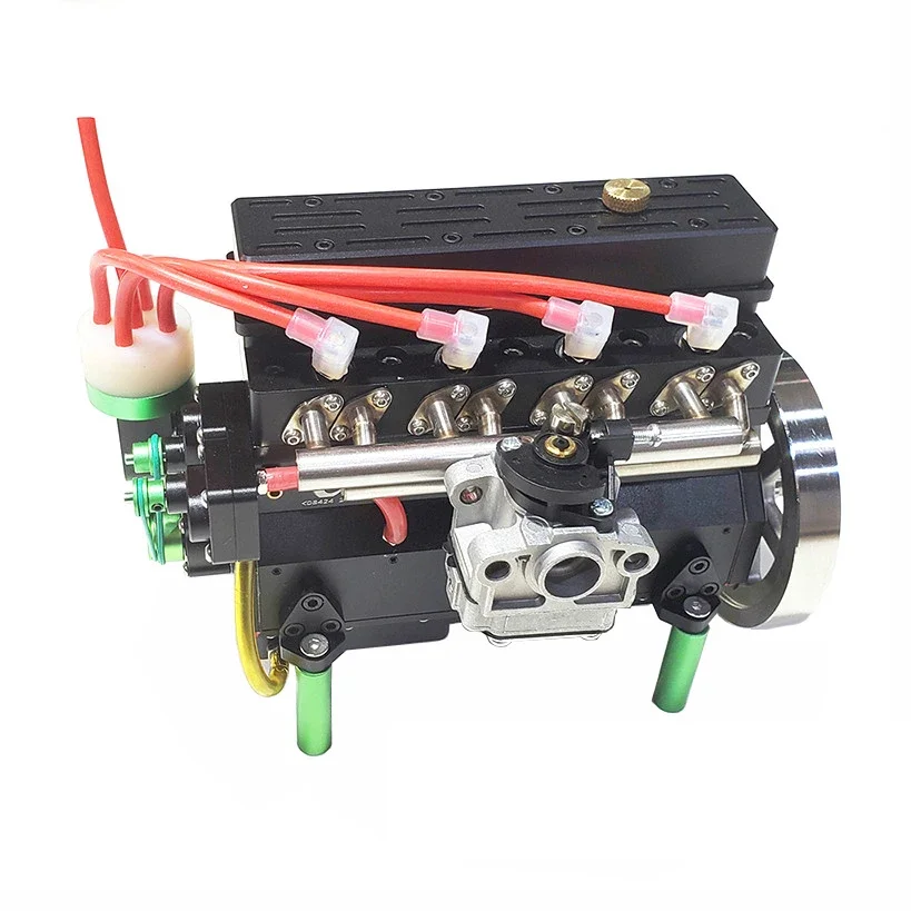 32cc Inline Four Cylinder Gasoline Engine L4 Four Stroke  Water Cooled Engine Model Toy Suitable for 1/5 Car Boat Model