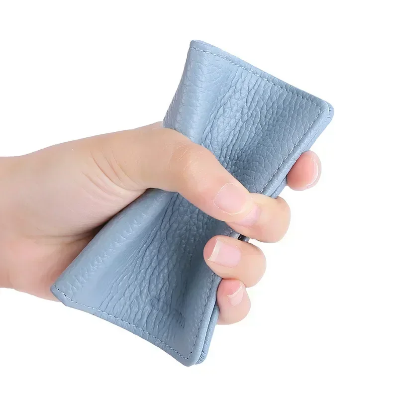 فتحة بطاقة متعددة بلون سادة حافظة بطاقات جلدية محمولة عالمية لبطاقة الائتمان البنكية وحامل بطاقات الحافلة ومحافظ منظم السفر #4