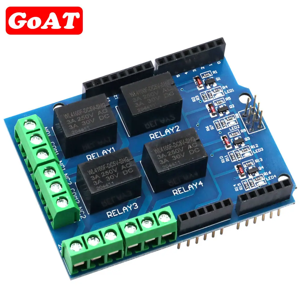 4 kanał 5V moduł osłony przekaźnika, w cztery strony przekaźnik płyta sterowania karta rozszerzenia dla Arduino UNO R3 Mega 2560