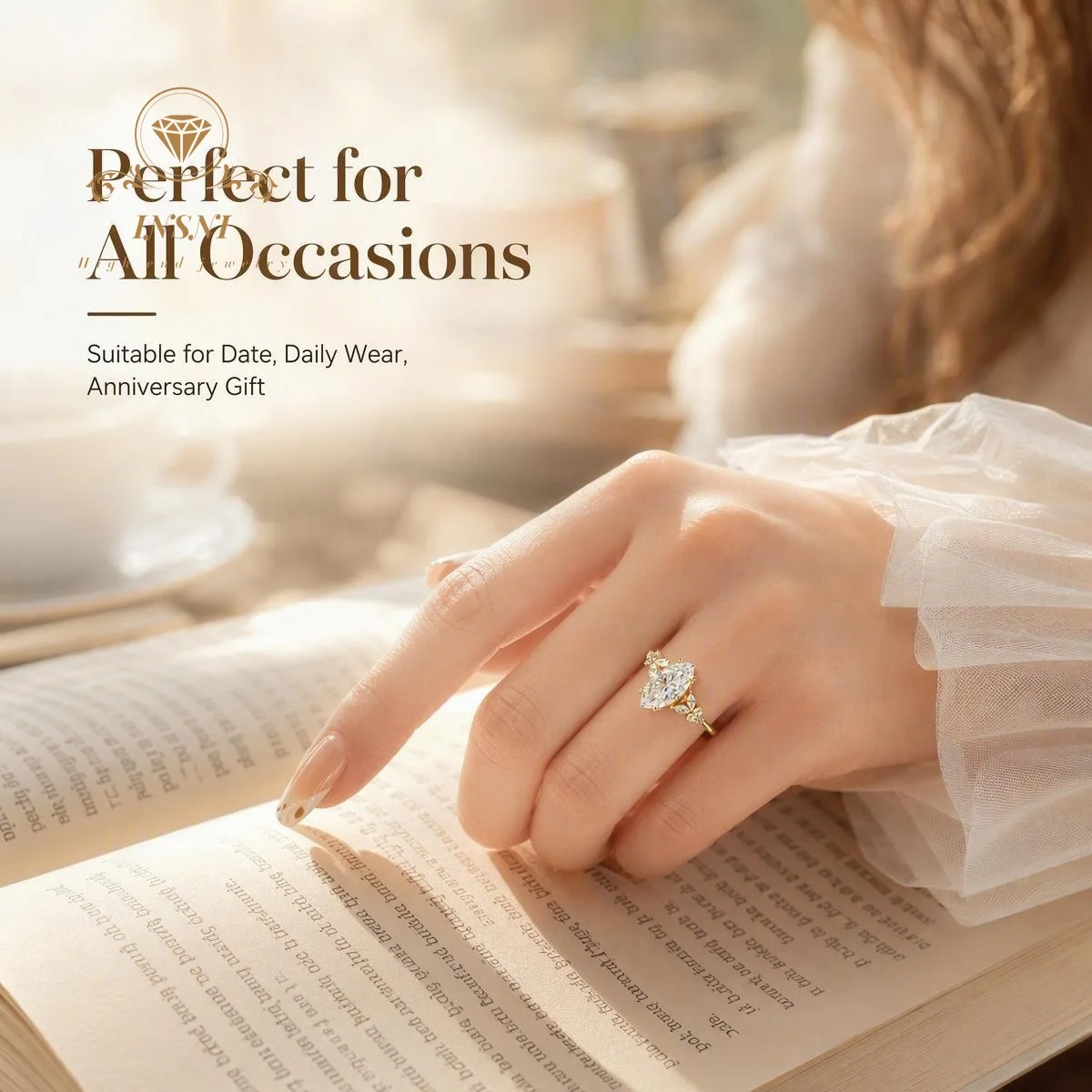 S925 Silver Horse Eye Ring Two-carat Inlaid Mozzarella Diamond Wedding Engagement Ring, Affordable Light Luxury Jewelry Gift