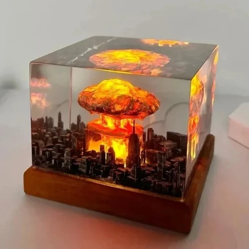 Nuclear Explosion Bomb Mushroom Cloud Lamp Flameless Lamp For Courtyard Living Room Decor 3D Night Light Rechargeable