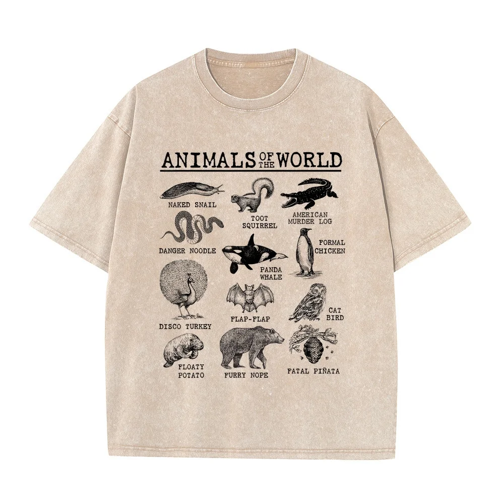 All Animals of The World Vintage Funny Animal Meme Name T-Shirt Brasil Y2k Man Printed Shirt Plus Size Casual T Graphic Tee