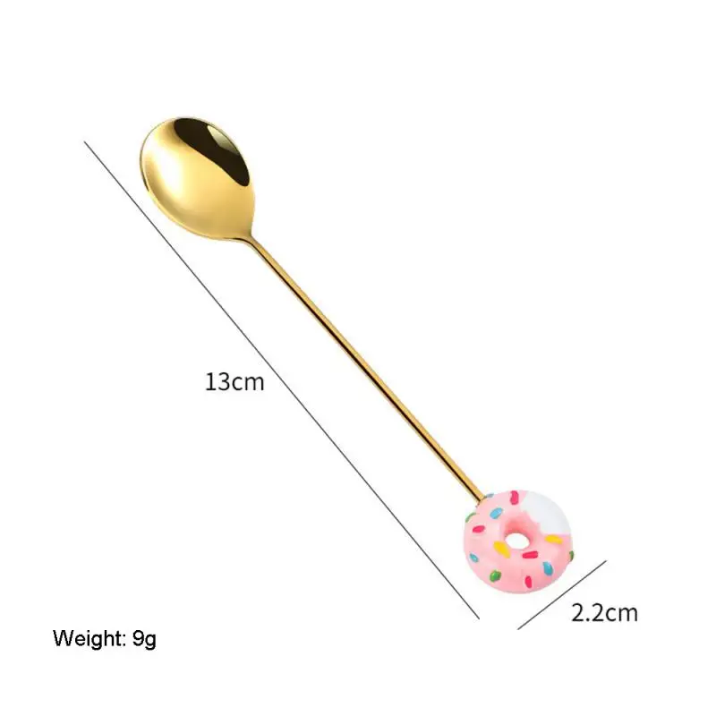 Creative Stainless Steel Spoon Mini Doughnut Spoon Fork Coffee Spoon Children Gifts Kitchen Accessories Tableware Decoration