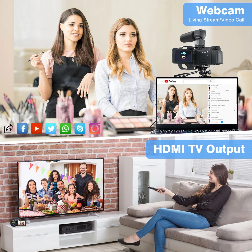 كاميرا فيديو 4K كاميرا فيديو 48 ميجابكسل UHD WiFi IR للرؤية الليلية كاميرا تسجيل الدخول لـ YouTube 16X كاميرا تكبير رقمية تعمل باللمس #6