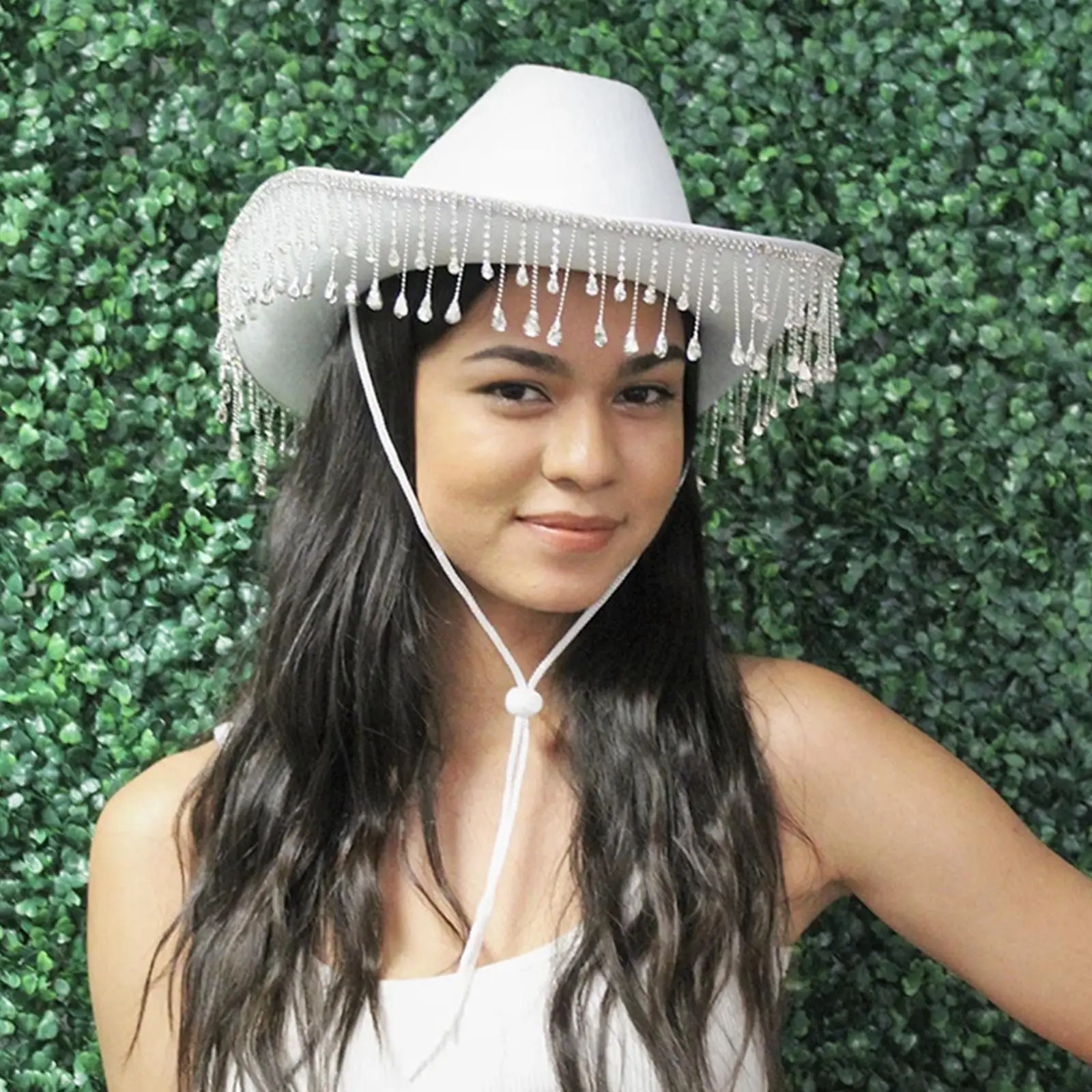 Cappello da cowgirl in cristallo bianco da sposa Cappello da cowboy Bomboniera per donne adulte