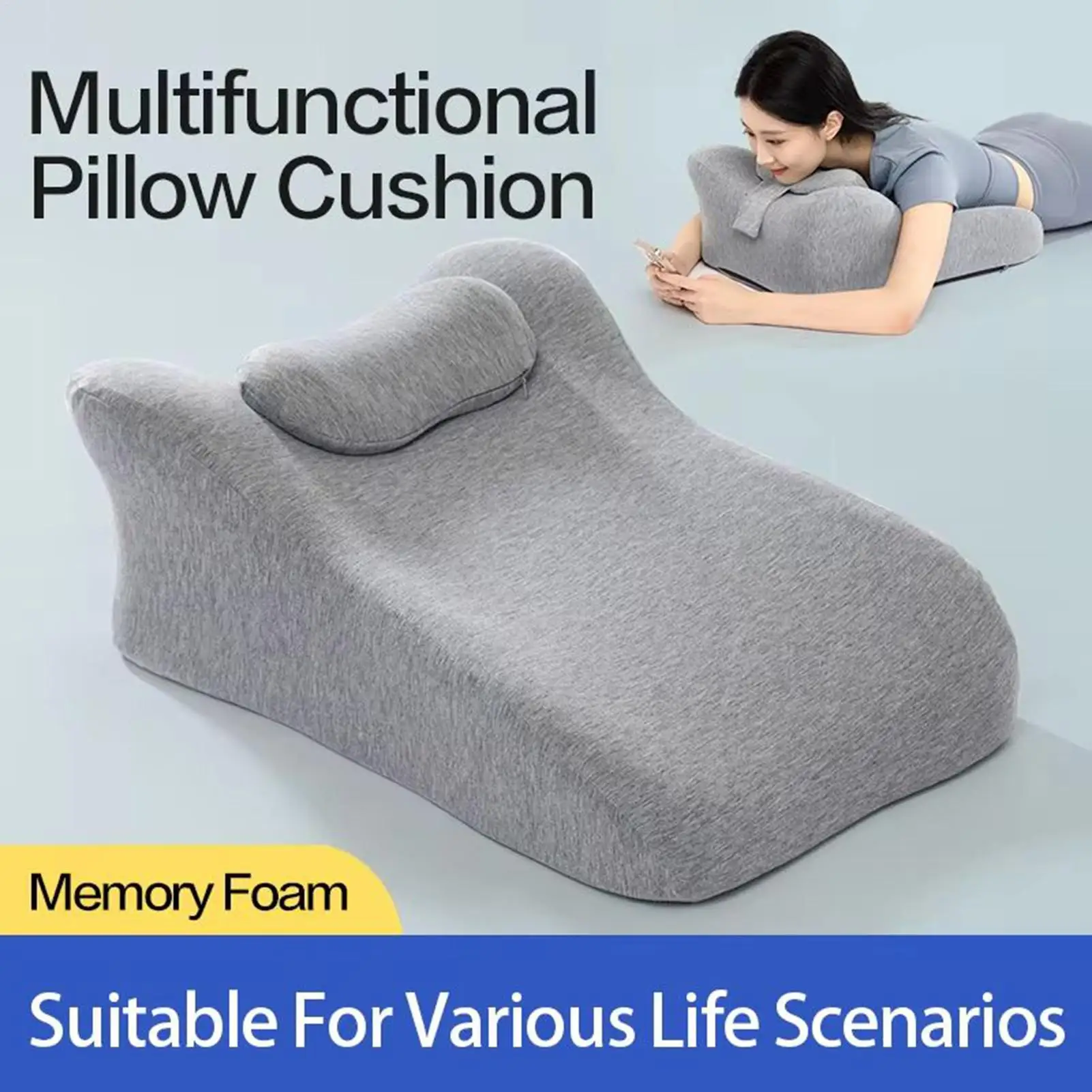 

2025 NEW Lie On The Bed Sleeping Pillow Multifunctional Prone Lying Pillow 2 in 1 Sleeping Memory foam backrest Pillow