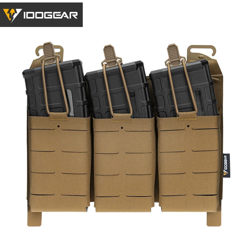 IDOGEAR Tactical KTAR 5.56 Triple Mag Pouch Placard Hook Front Flap Panel 35100