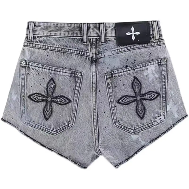 2024 Embroidered hot Shorts Womens Jeans Shorts Casual Summer Plus Size Shorts Female High Waisted Denim Shorts Pant