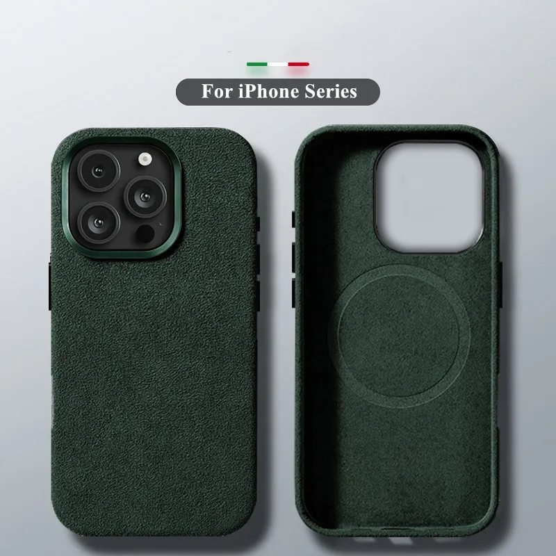 

Чехлы для телефонов с магнитным притяжением для iPhone 12, 13, 14, 15, 16 Pro Max, импортный замшевый металлический защитный чехол премиум-класса для объектива