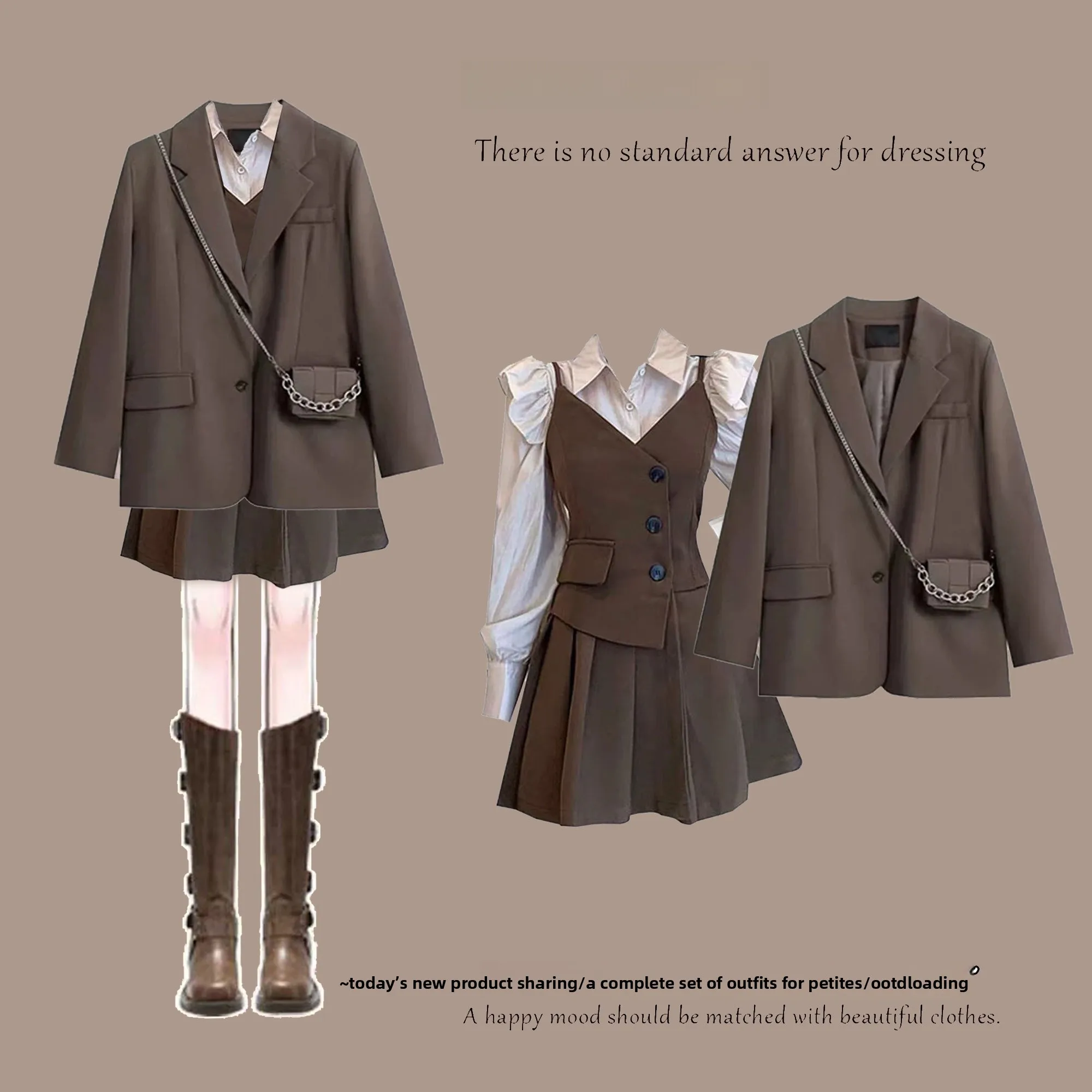

Spring 2026 Women's Faion Suit Set Slim Fit Dr irt Base Layer Tee Piece Set Ele Outerwear Casual Office Wear