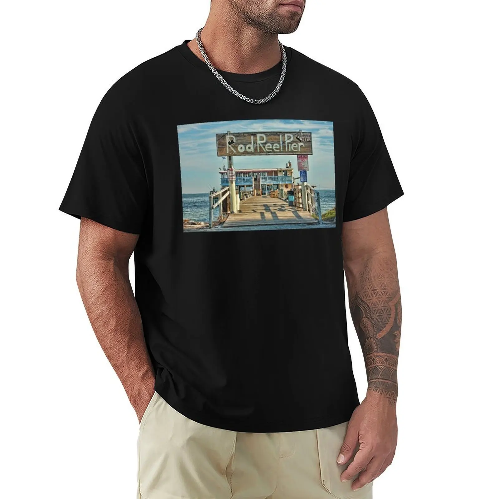 

A Pier Called The Rod And Reel T-Shirt T-shirts oversize anime clothes shirts graphic tee Men's cotton t-shirt