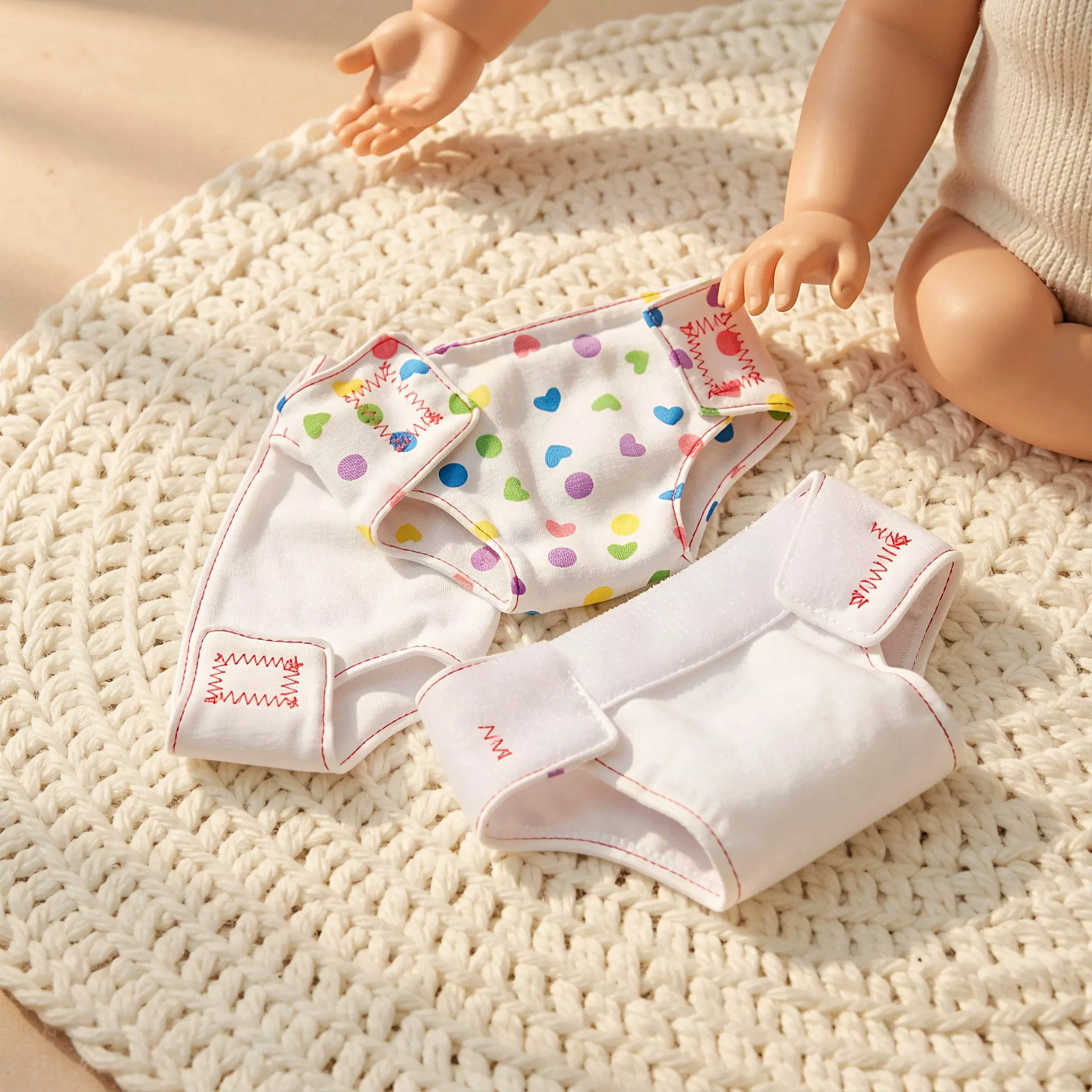 6Pcs Baby Cloth Diaper Nappies for 18 Inch Fit Adjustable Tape Washable Reusable Underwear Accessories Enhancing Parent-Child