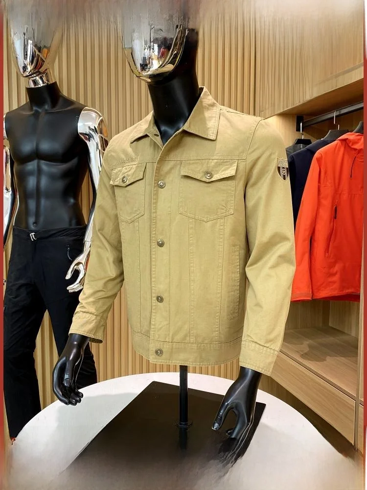 

Outdoor Men's Casual Cotton Workwear Jaet Retro Sle All-Season Versatile Outerwear Stand Fit Long Sve Button-Up