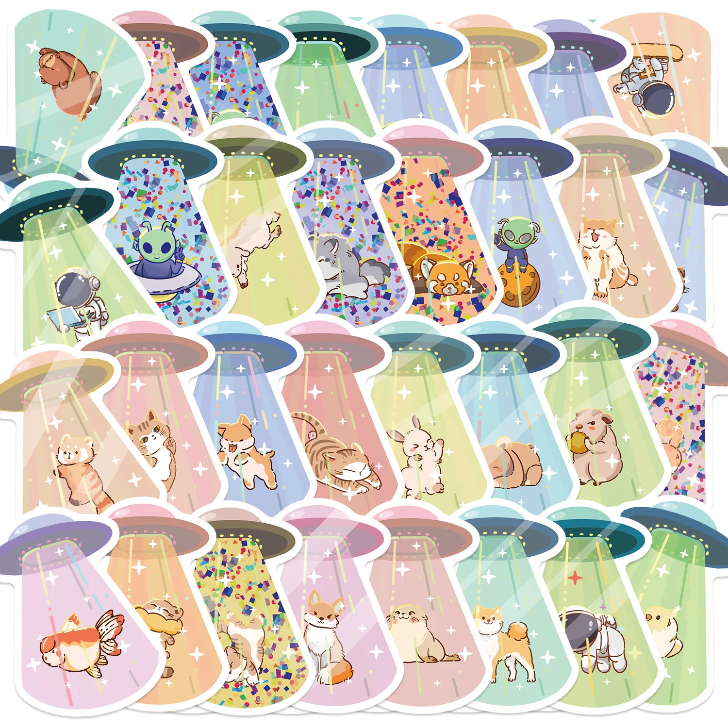50PCS UFO Kidnapped Friend Stickers Graffiti Stickers DIY Diary Phone Case Handmade Scrapbook Aesthetic Stickers