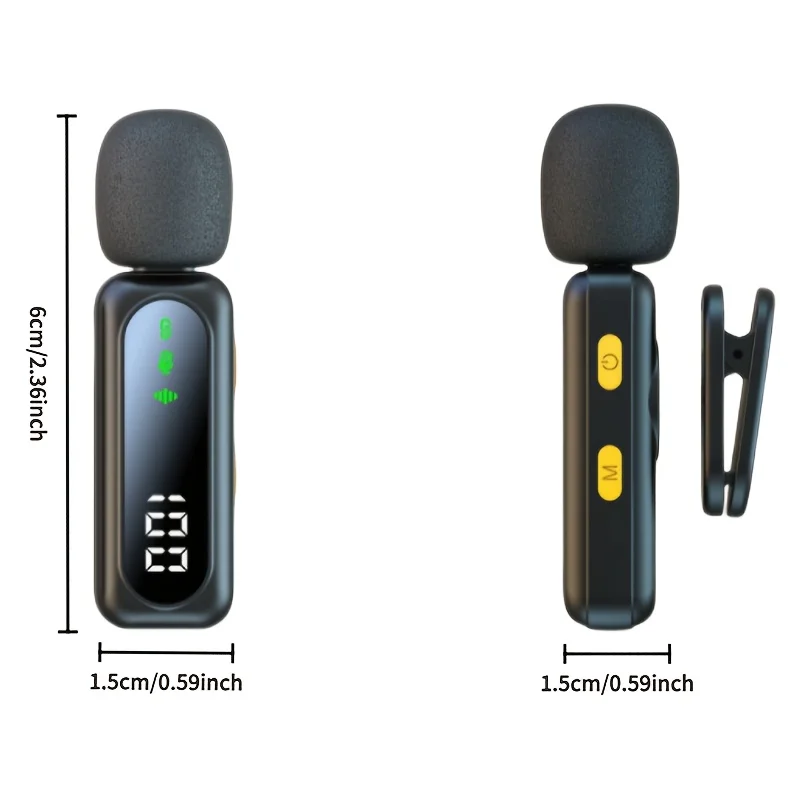 Professional Wireless Lavalier Microphone System with Intelligent Noise Cancellation Lapel Mic For Vlog&Interviews&Conferences