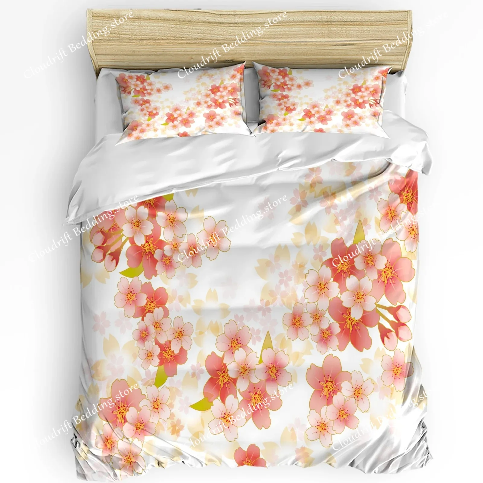Japanese Mount Fuji Sakura Tree Flower Duvet Cover Bedding Set Home Textile Quilt Cover Pillowcases Bedding Set No Sheet