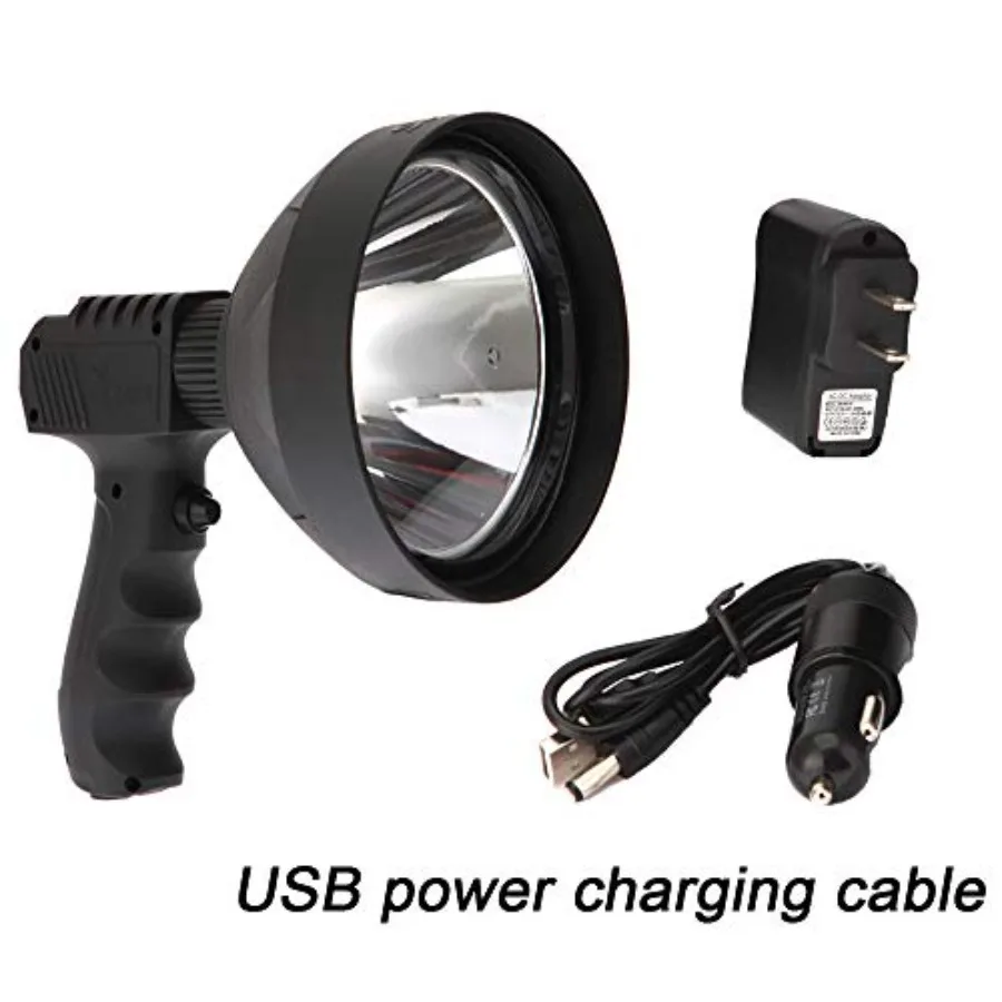 Waterproof Handheld Rechargeable Spotlight for Hunting1200 Lumen Long Searchlighting Distance 600 Meters 10 Hours Run Time Flas