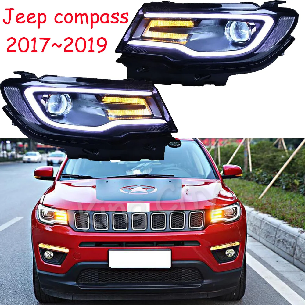 

2017~2019y car bupmer head light for Jeep compass headlight car accessories LED DRL hid xenon fog for compass headlamp