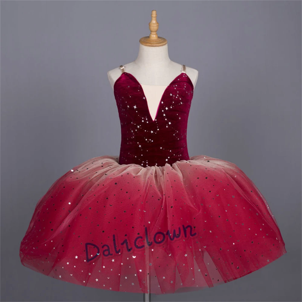 Kids Sequin Dance Costume Girls Ballet Dress Tutu Sparkle Bling Bing Skirt Red Blue Fairy Princess Ballerina Party Dress