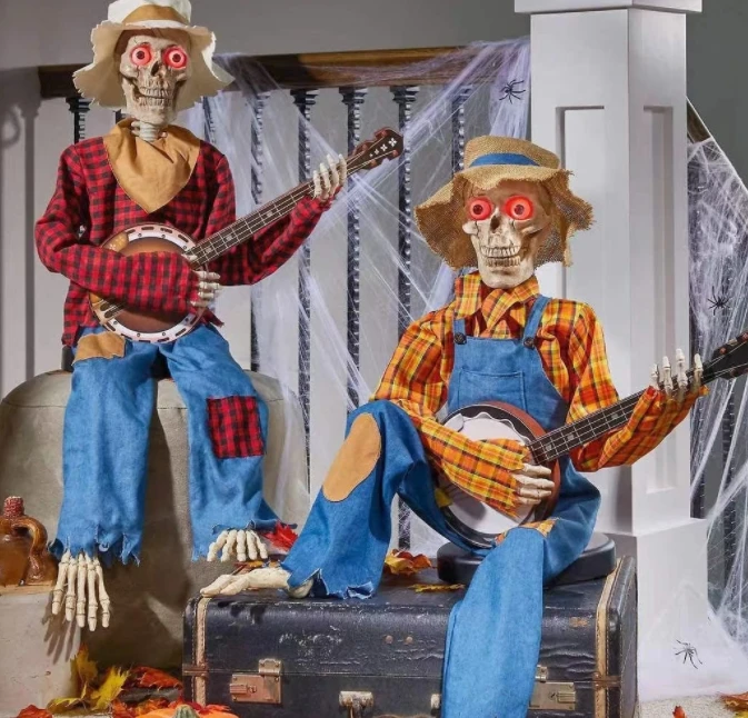 

Halloween Cowboy Style Skeleton Props Scary Haunted House Simulation with Secret Room Display Minimum Order 2pcs