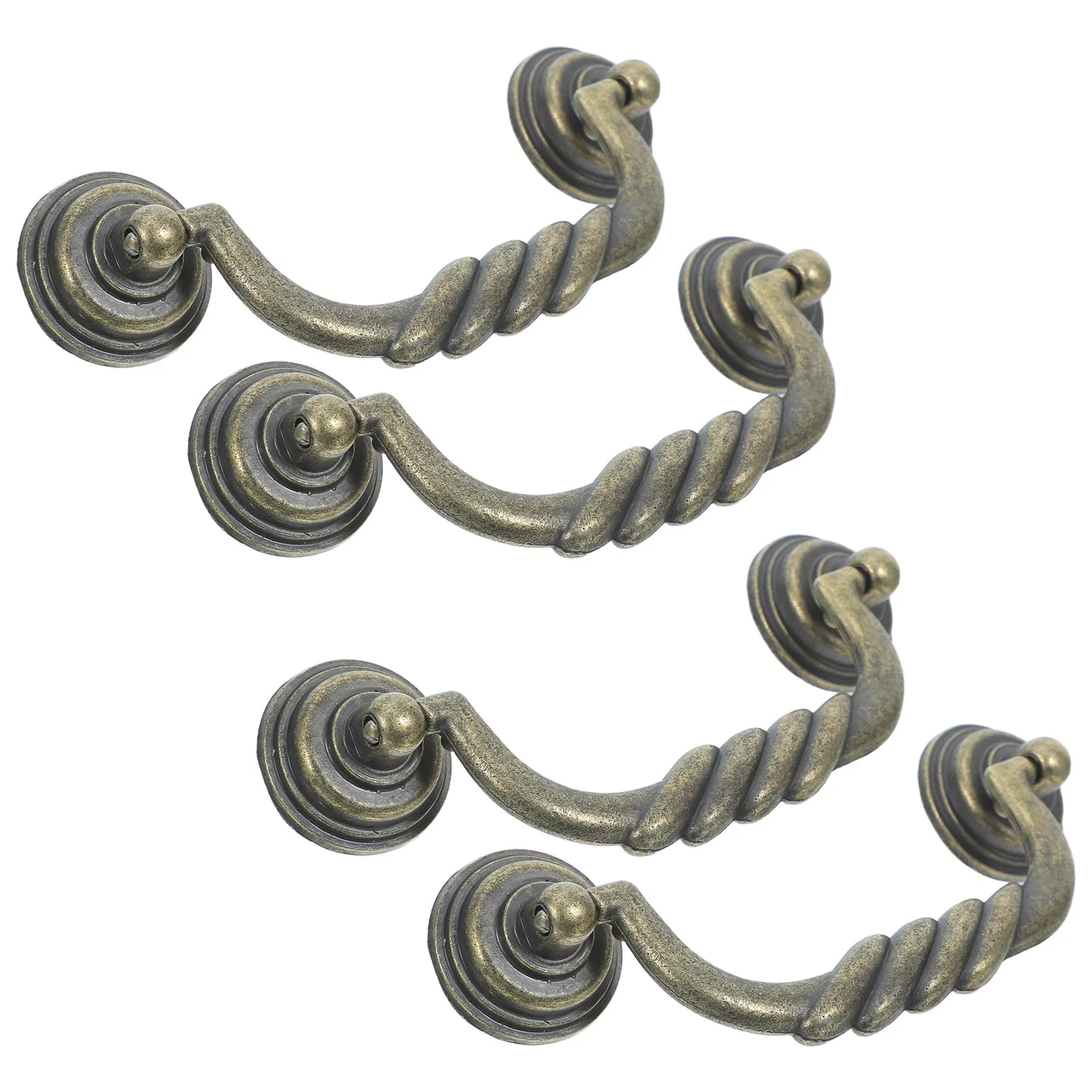 4Pcs Vintage Drop Bail Drawer Pulls French Country Rustic Zinc Alloy Bronze Handles for Cabinet Dresser Wardrobe Kitchen