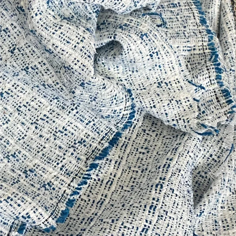 

blue tweed fabric, spring/autumn thin fabric Wide 100cm x 150cm ladies fabrics tweed Vintage Circle Diy Coat Suit