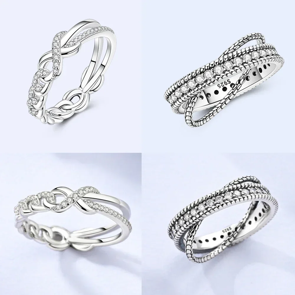 Women Rings Original Infinite Pink Heart Love 925 Sterling Silver Rings Graduation Dating Match Gift Delicate Holiday Jewelry