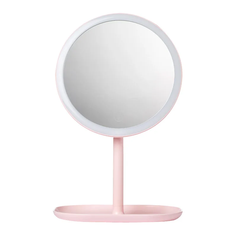 أحدث الأردن و جودي ذكي المحمولة مرآة المكياج المزودة بمصباح ليد سطح المكتب كشاف ليد محمول خفيف قابل للطي مرآة عنبر سطح المكتب